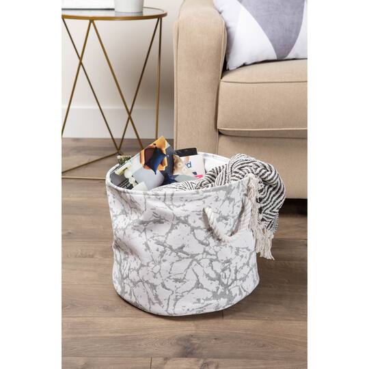 DII® Round Marble White Polyester Bin